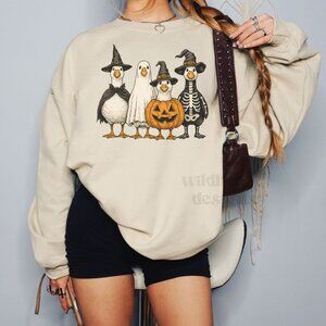Silly Goose Halloween Sweatshirt - Sand
